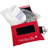 Medisafe _ Kit de secours Medisafe Pochette porte-clés avec masque de protection bouche à bouche et gants