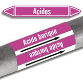 Etiquettes adhésives de marqueur de tuyauterie Acides et Bases